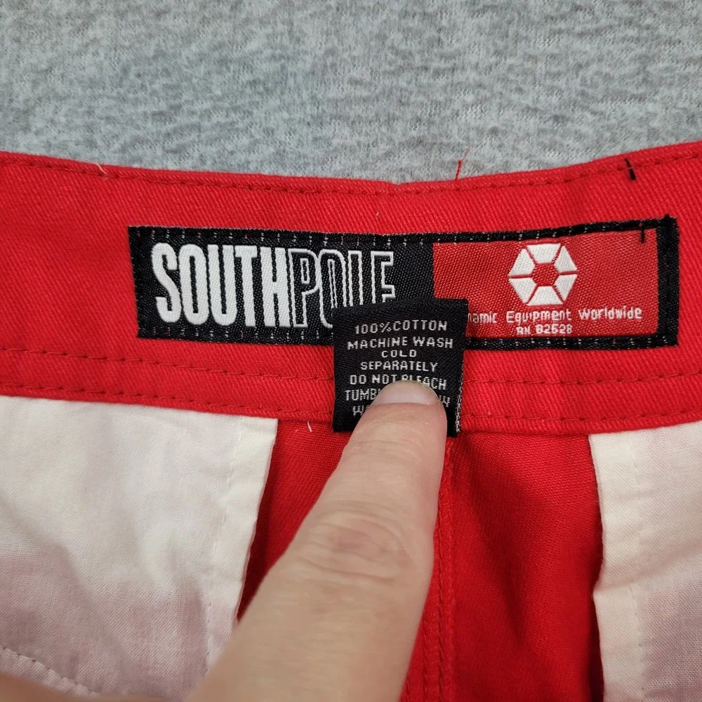 Southpole Cargo Shorts Mens 36x13 Red Cotton Baggy Y2K‎ Skate Streetwear